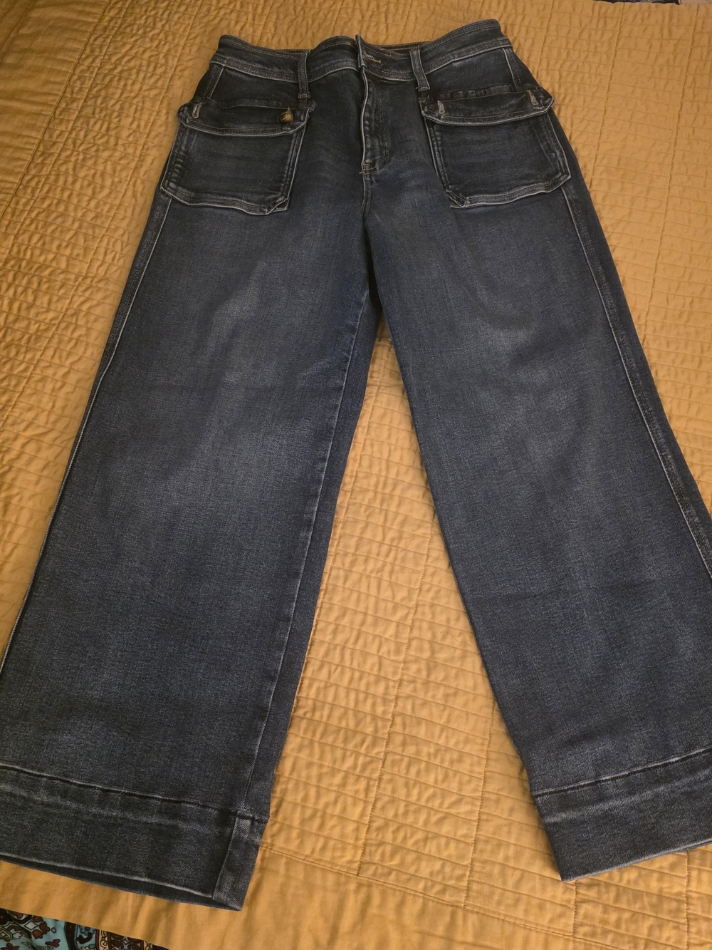 Bohme Womens Wide-Leg Dark Blue Denim Jeans Size 28